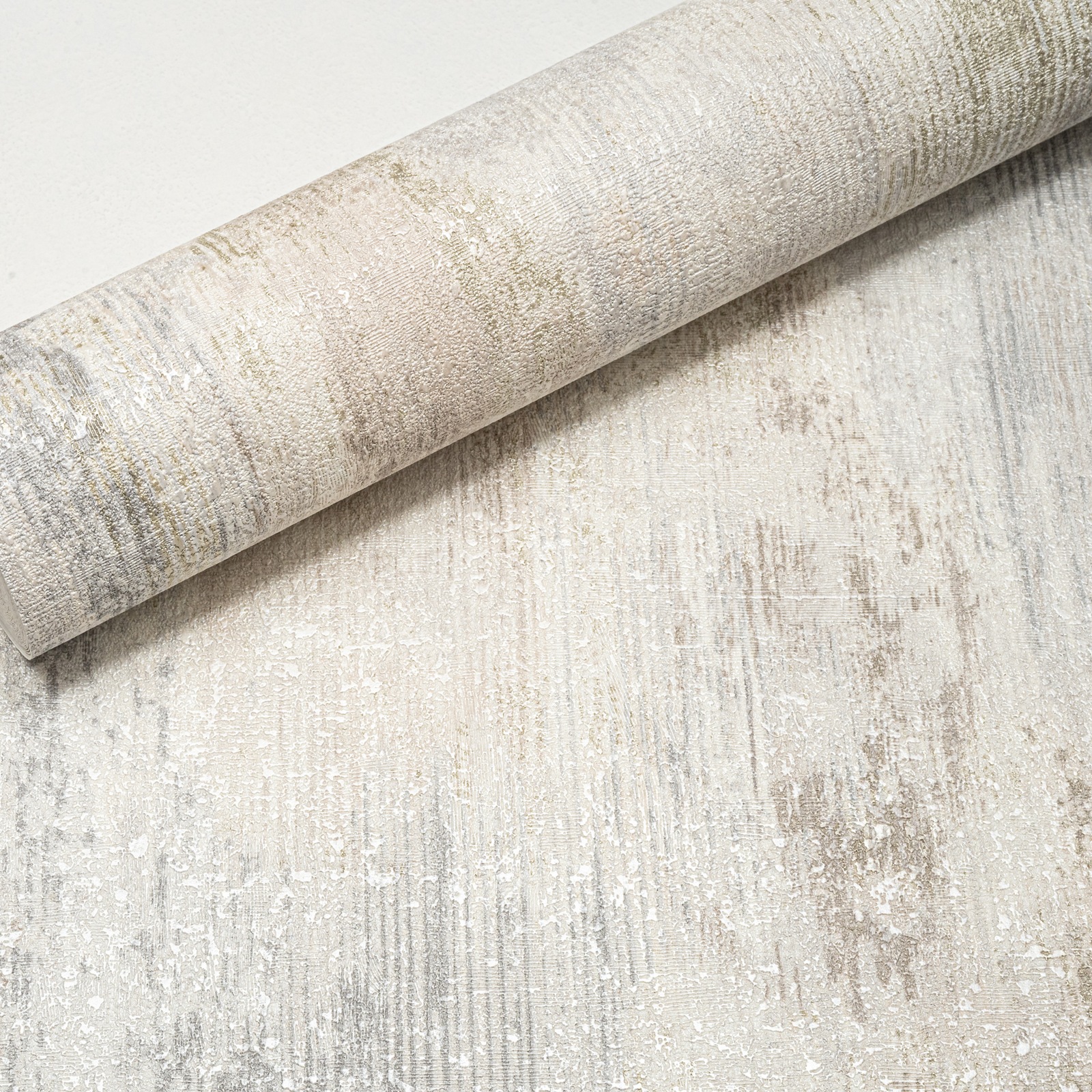 Off White Silver Concrete Effect Wallpaper Shimmer Thick Textured Slightly Imperfect Vinyl - Image 4
