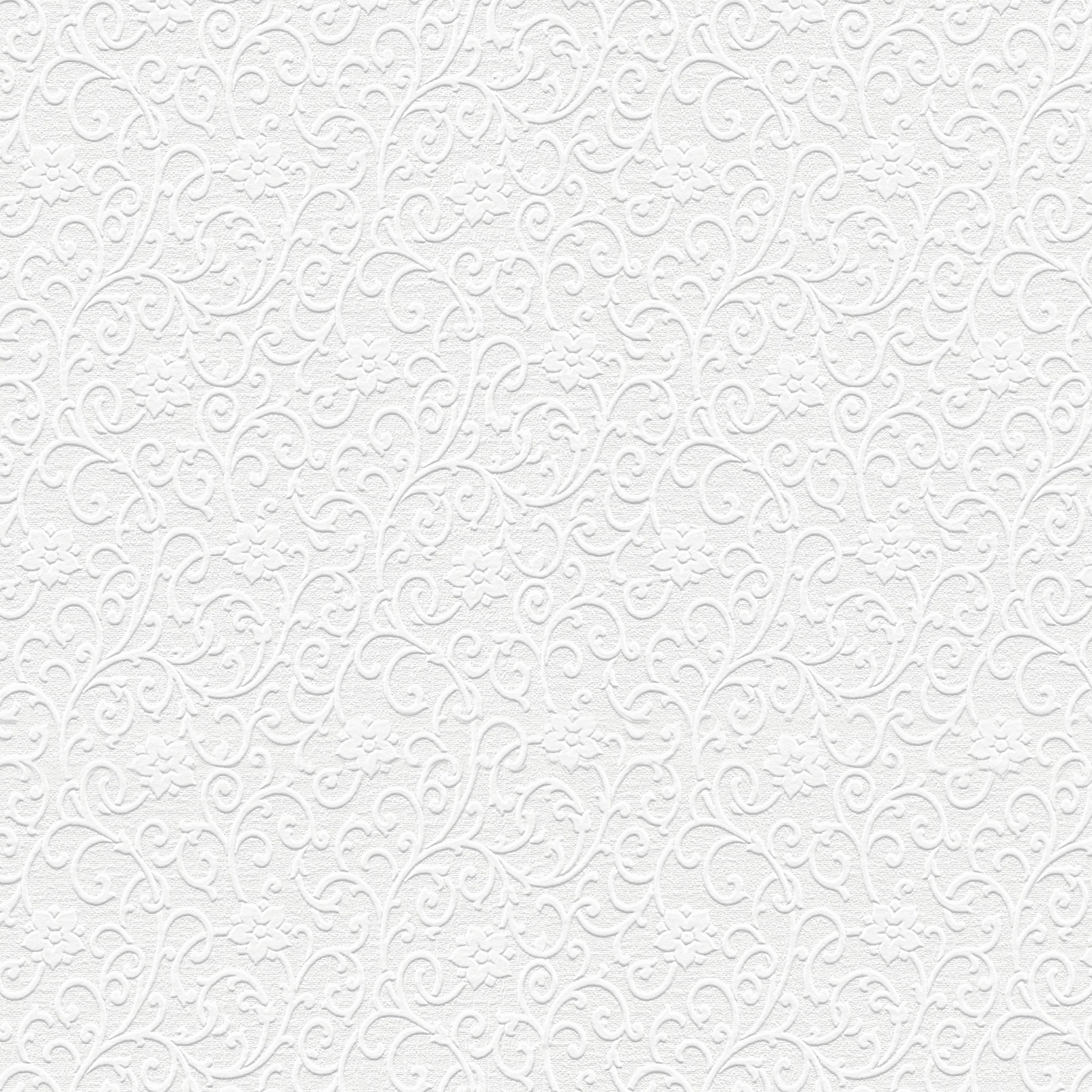 White Floral Paintable Wallpaper Thick Textured Vinyl - Image 5