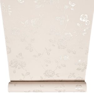 Pink Floral Wallpaper Silver Glitter Textured Feature