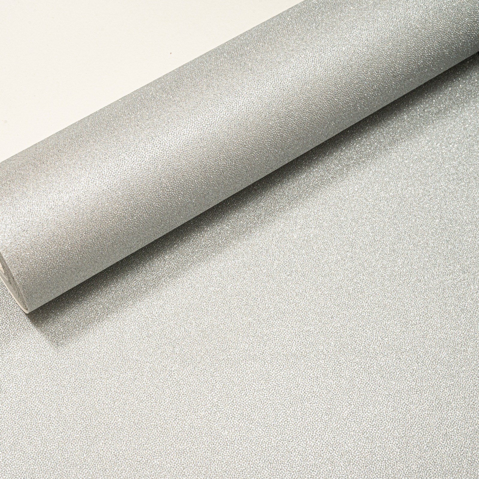 Plain Silver Glitter Wallpaper Textured Thick Vinyl Free Match - Image 3