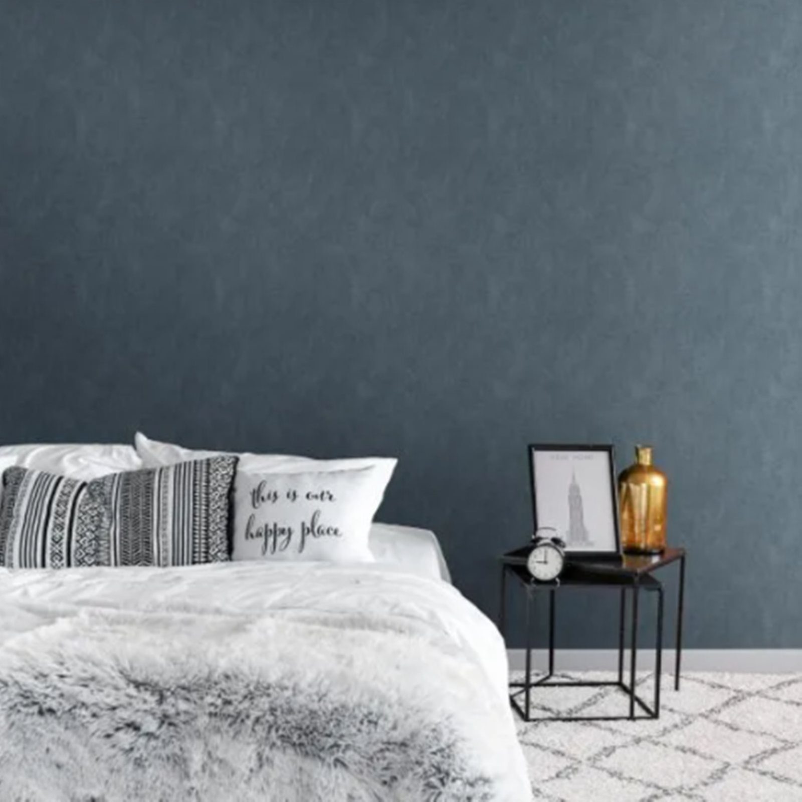 Plain Blue Wallpaper Textured Mottled Effect Vinyl Free Match - Image 4