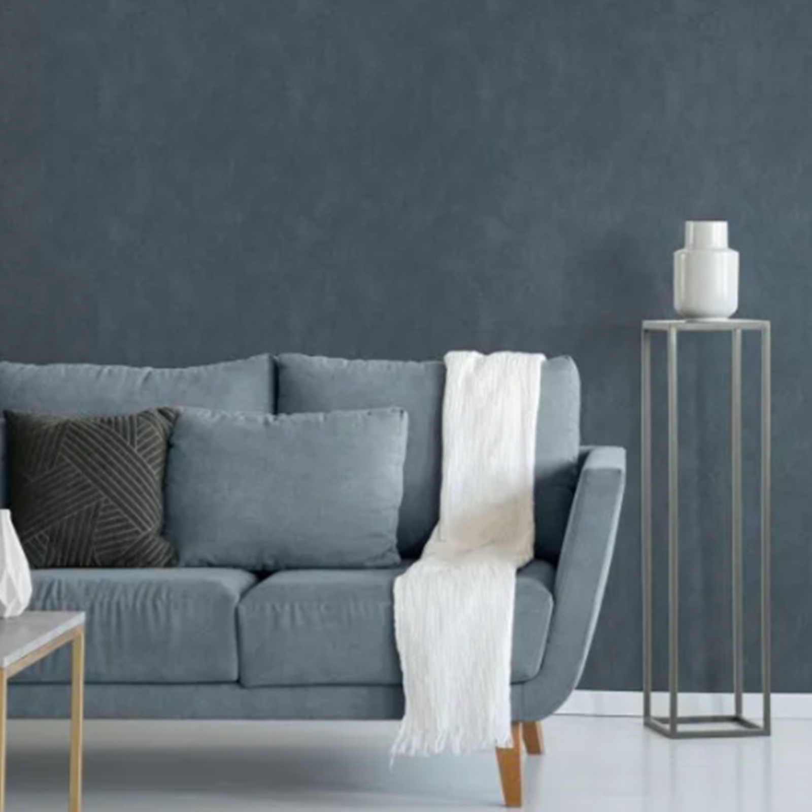 Plain Blue Wallpaper Textured Mottled Effect Vinyl Free Match - Image 3