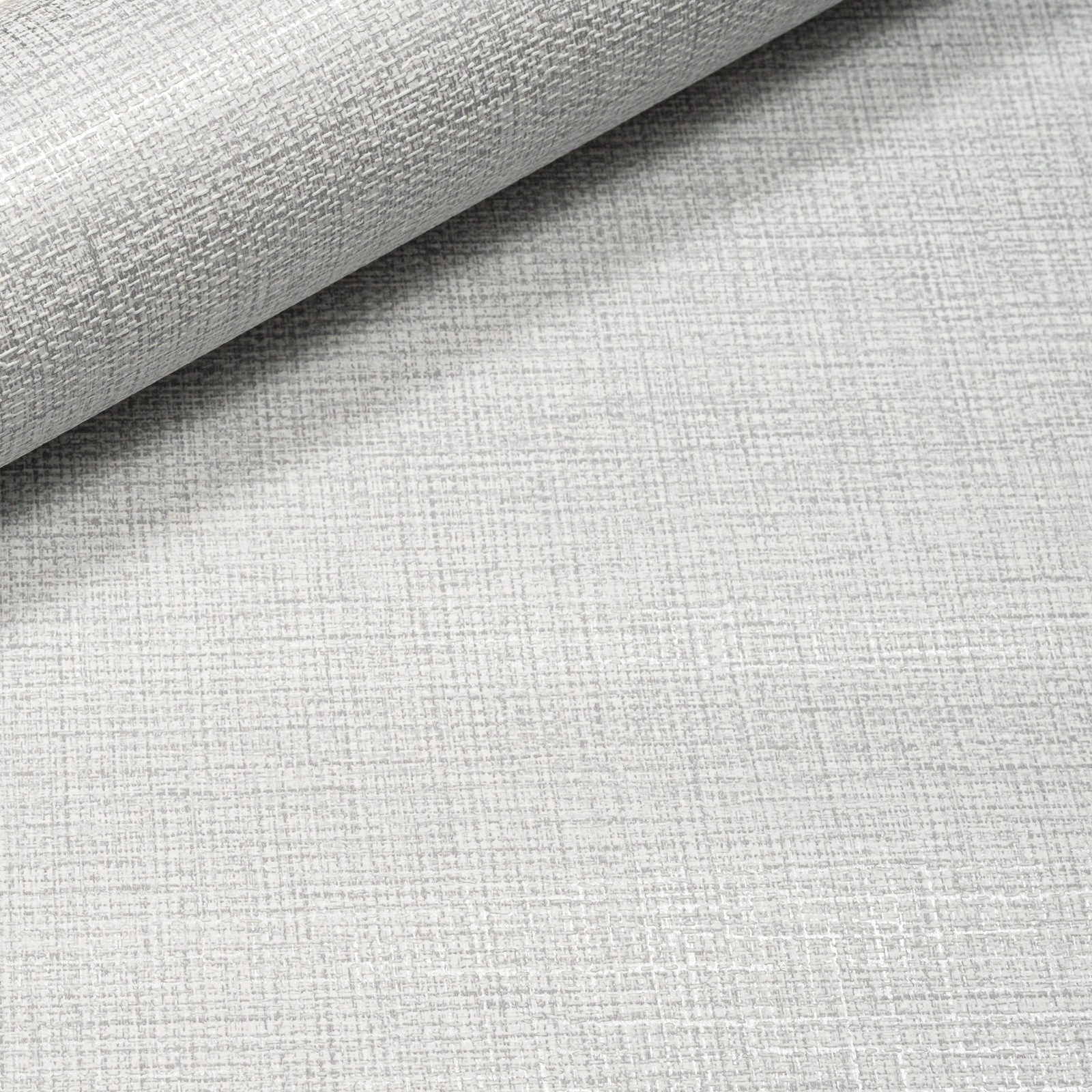 Plain Grey Linen Effect Wallpaper Metallic Shimmer Textured Free Match - Image 5
