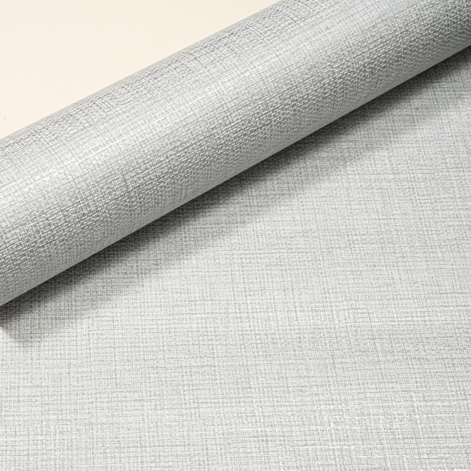 Plain Grey Linen Effect Wallpaper Metallic Shimmer Textured Free Match - Image 3
