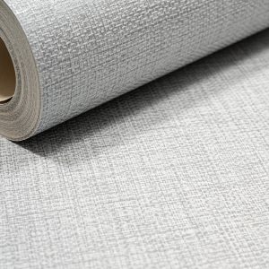 Plain Grey Linen Effect Wallpaper Metallic Shimmer Textured Free Match
