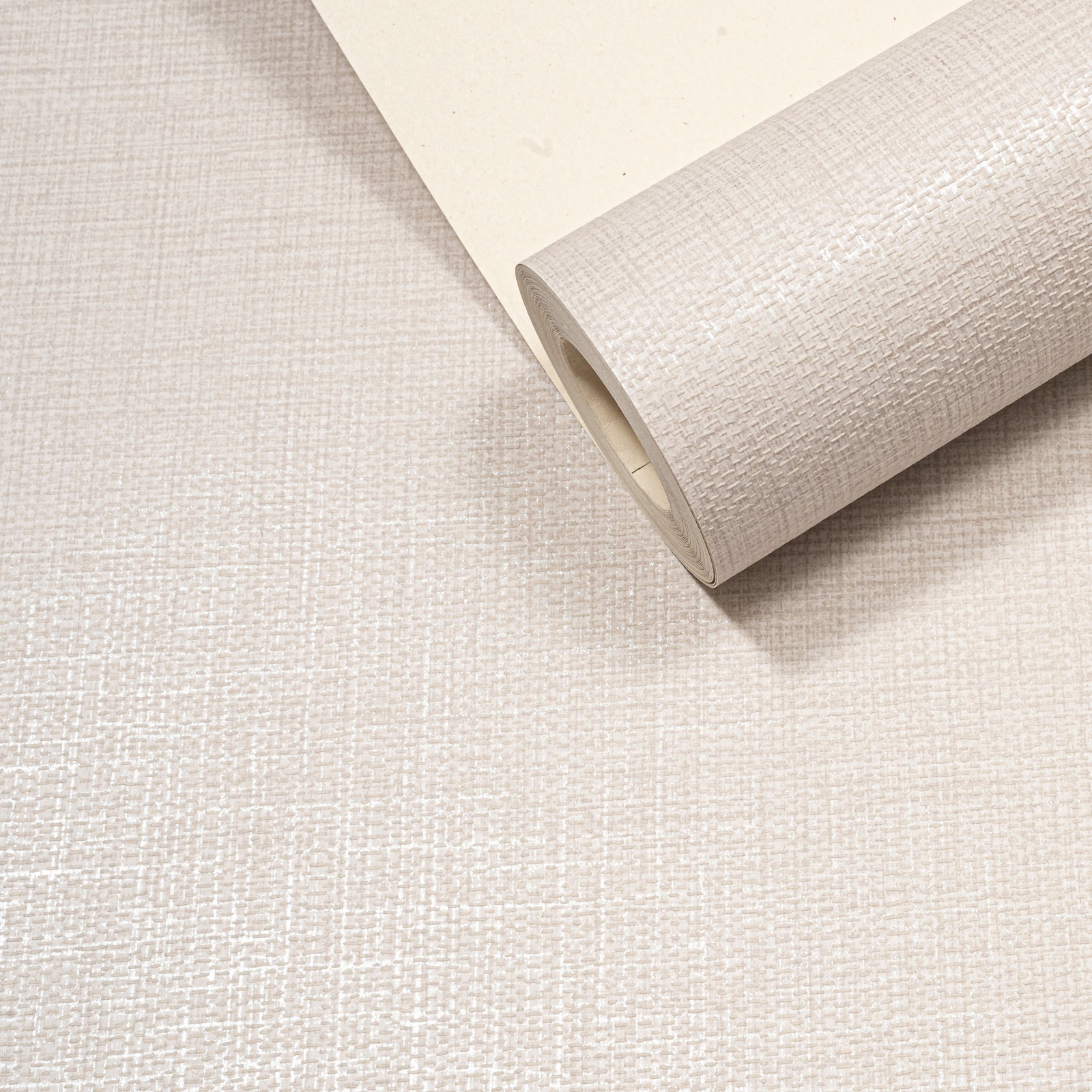 Plain Cream Linen Effect Wallpaper Textured Free Match Metallic Shimmer - Image 6