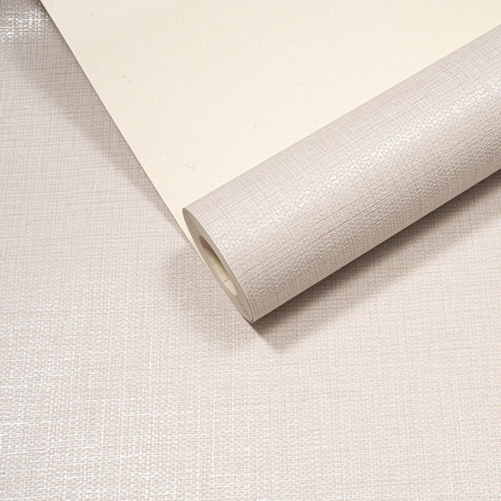 Plain Cream Linen Effect Wallpaper Textured Free Match Metallic Shimmer - Image 4