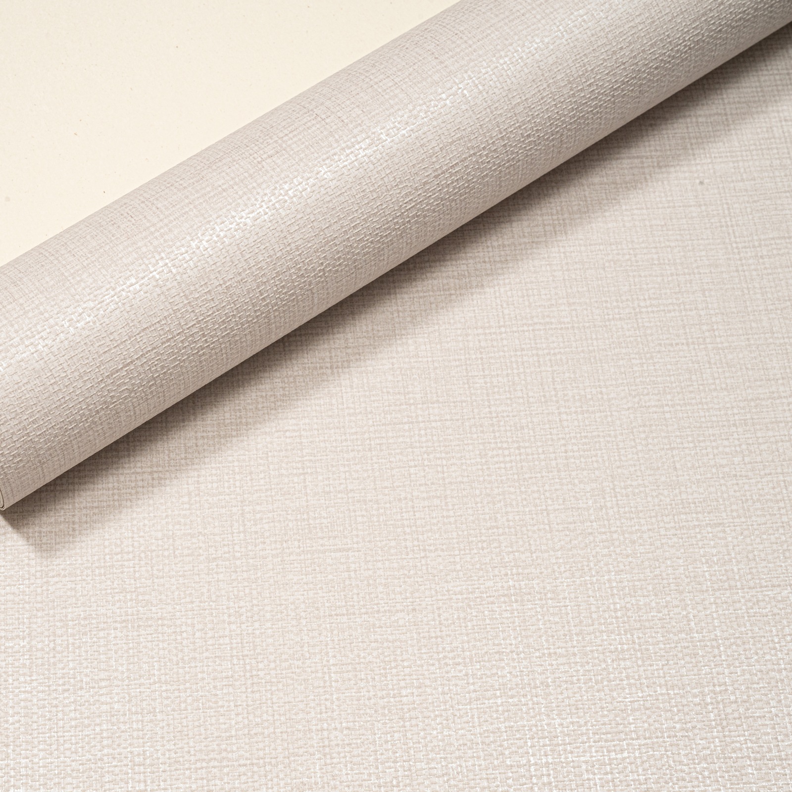 Plain Cream Linen Effect Wallpaper Textured Free Match Metallic Shimmer - Image 3