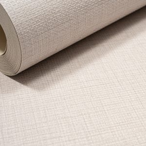 Plain Cream Linen Effect Wallpaper Textured Free Match Metallic Shimmer