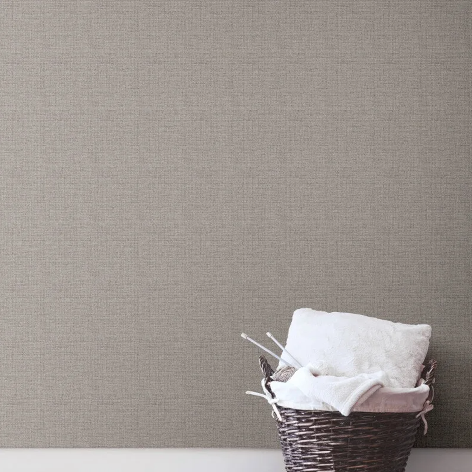 Plain Chestnut Grey Tones Linen Effect Wallpaper Metallic Shimmer Textured Free Match - Image 3