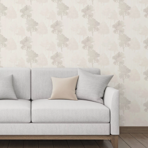 Cream Tree Silhouette Wallpaper Thick Heavyweight Vinyl Ivory Pearl Tones Shimmer Paste The Wall