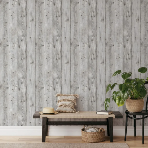 Grey Wooden Planks Wallpaper Textured Free Match Heavyweight Vinyl
