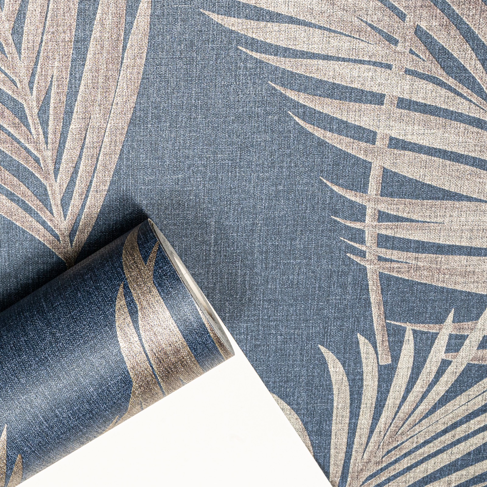 Navy Gold Floral Leaf Wallpaper Slightly Imperfect Feature Wall - Image 7