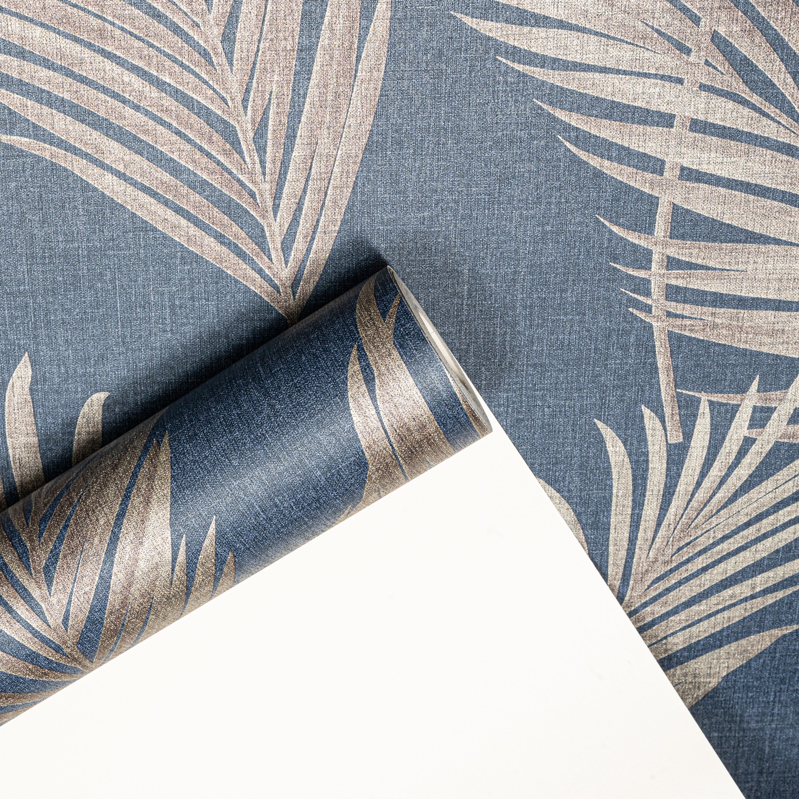 Navy Gold Floral Leaf Wallpaper Slightly Imperfect Feature Wall - Image 5