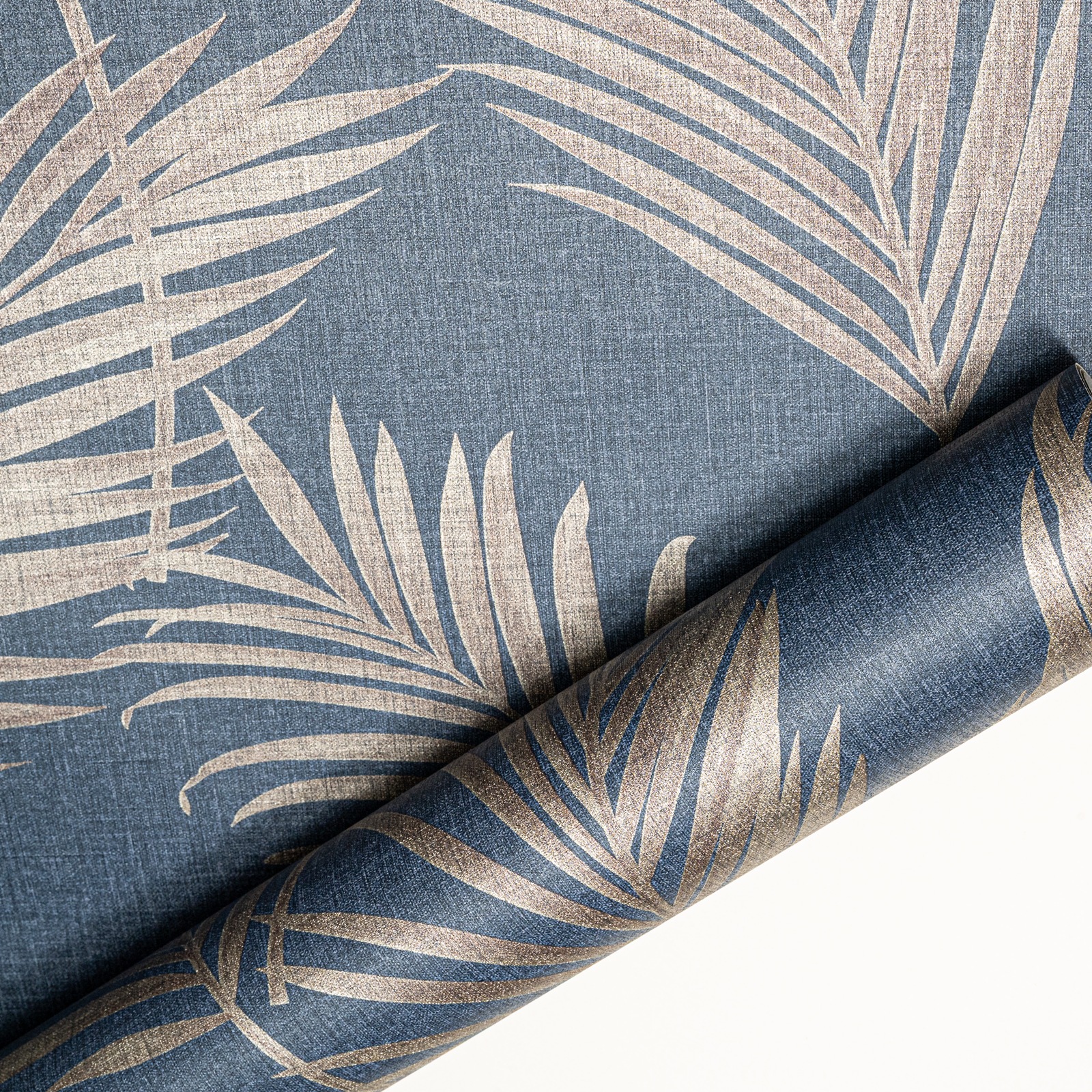 Navy Gold Floral Leaf Wallpaper Slightly Imperfect Feature Wall - Image 4