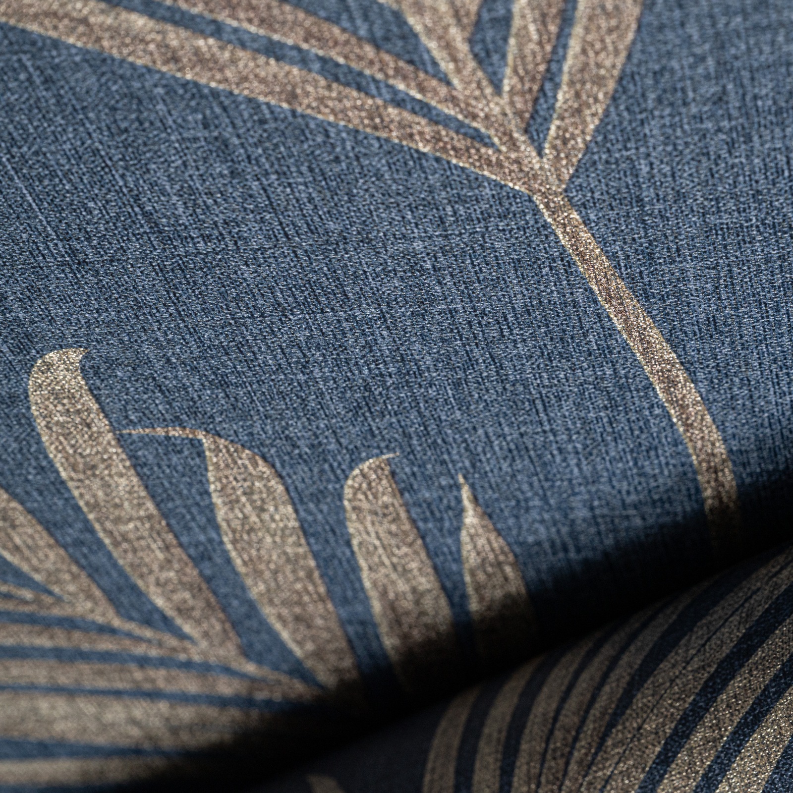Navy Gold Floral Leaf Wallpaper Slightly Imperfect Feature Wall - Image 2