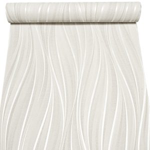 Off White Grey Tones Wave Wallpaper Slightly Imperfect Feature Wall