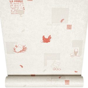 Off White Chicken Wallppaer Grey Tones Eggs Feathers Quirky Slightly Imperfect Feature Wall