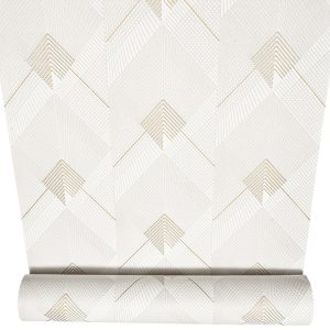 White Grey Gold Geometric Wallpaper Textured Thick Slightly Imperfect Feature Wall