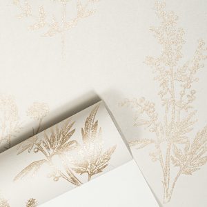 Gold Floral Metallic Wallpaper Off White Slightly Imperfect Feature Wall