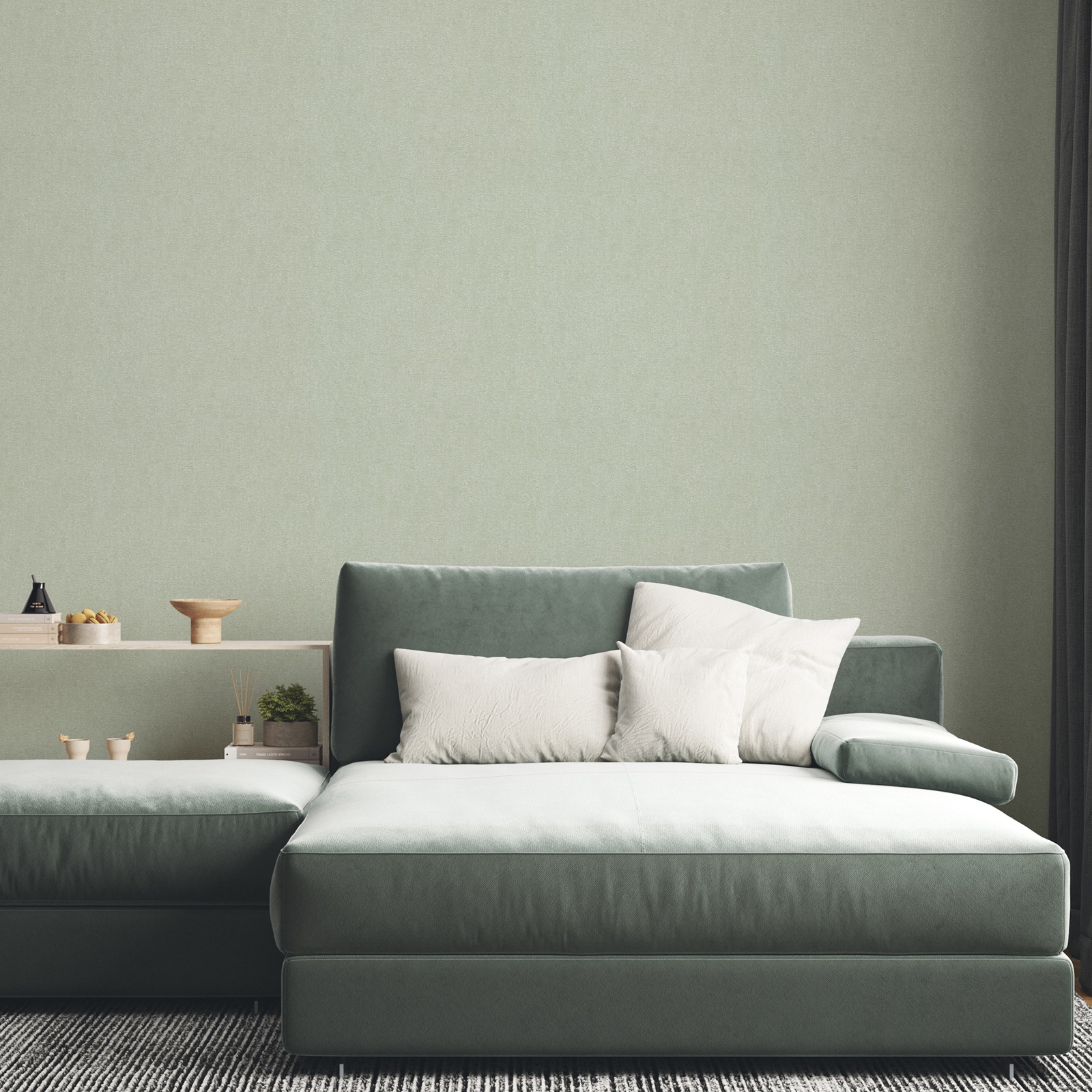 Plain Green Textured Wallpaper Vinyl Free Match Paste The Wall - Image 5