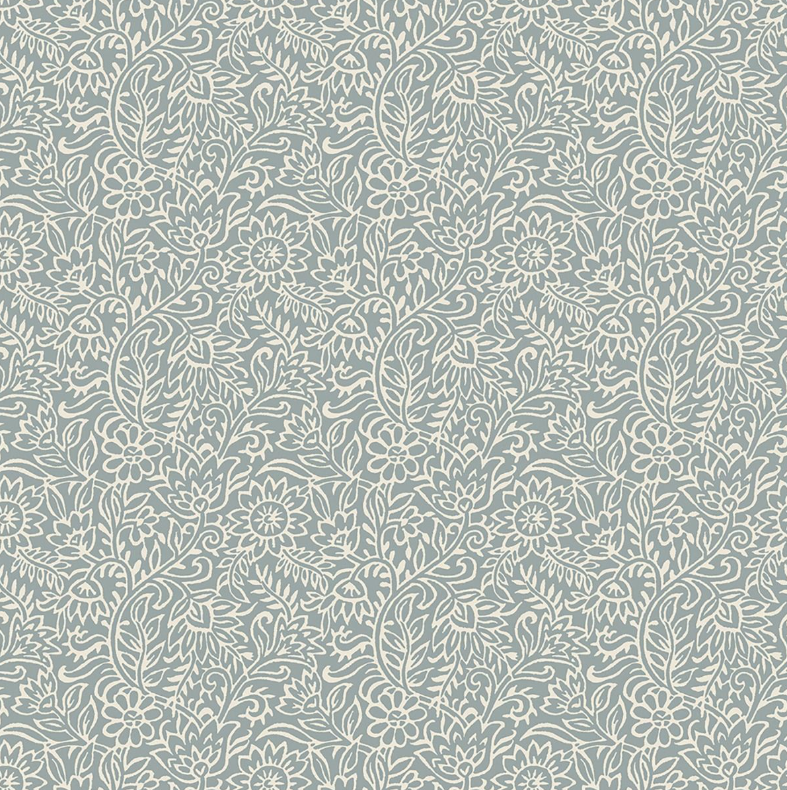 Blue Floral Trail Wallpaper Smooth Finish Feature - Image 3